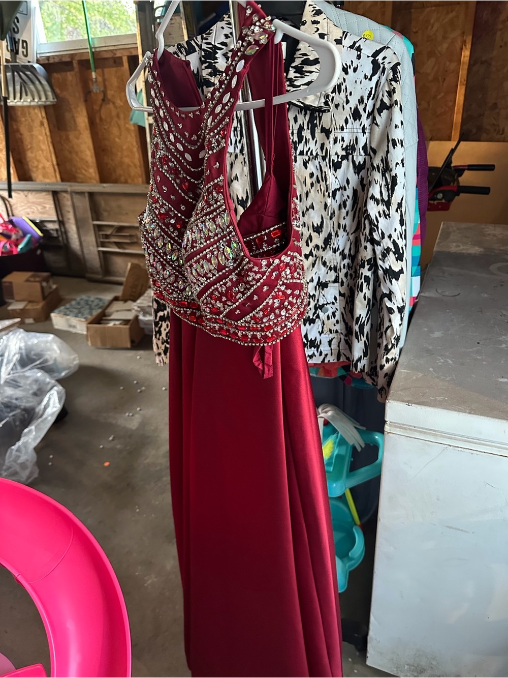 Alfred Angelo Beaded Wine Red Prom Dress